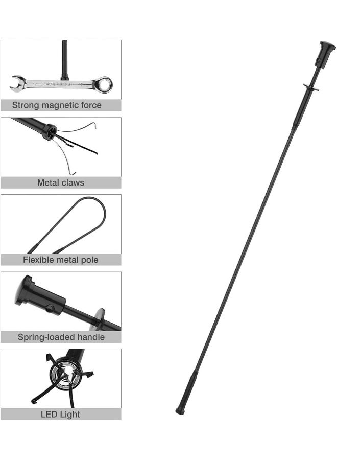 Housolution Grabber Tool Magnetic Four-claw Picker, Bendable Hose Reacher Pickup Sweeper with LED Lights, Flexible Long Handy Reaching Assist Tool for Litter Pick/Home Sink/Drain - Black - Image 2
